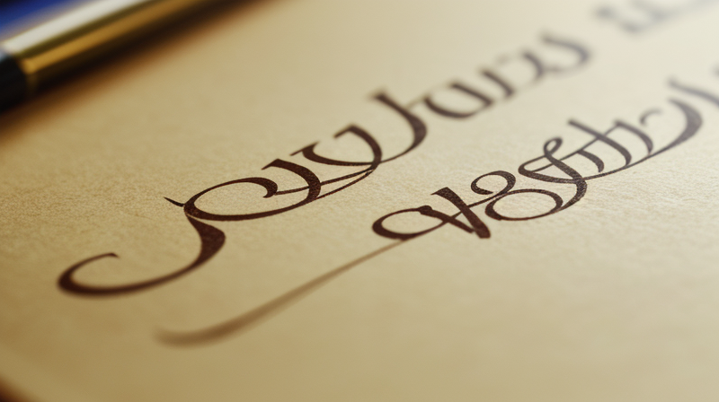 Close up of artistic signature and name design