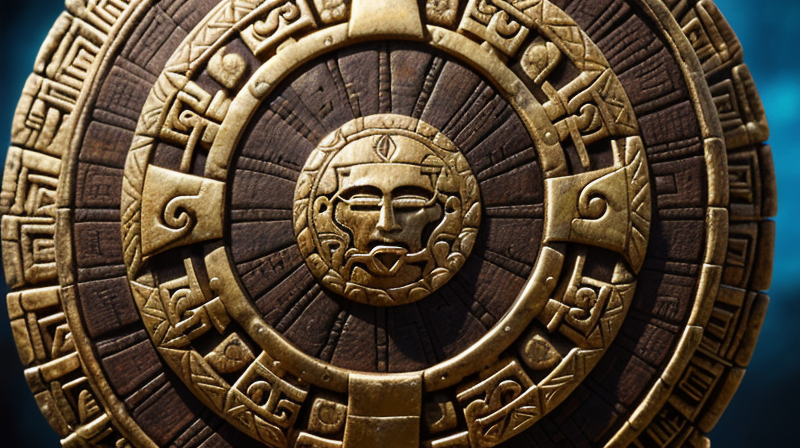 Ancient Aztec shield chimalli detail